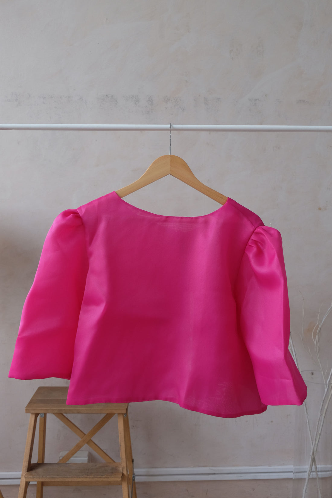 Sheer Filipiniana Camisa Blouse -  Fuchsia