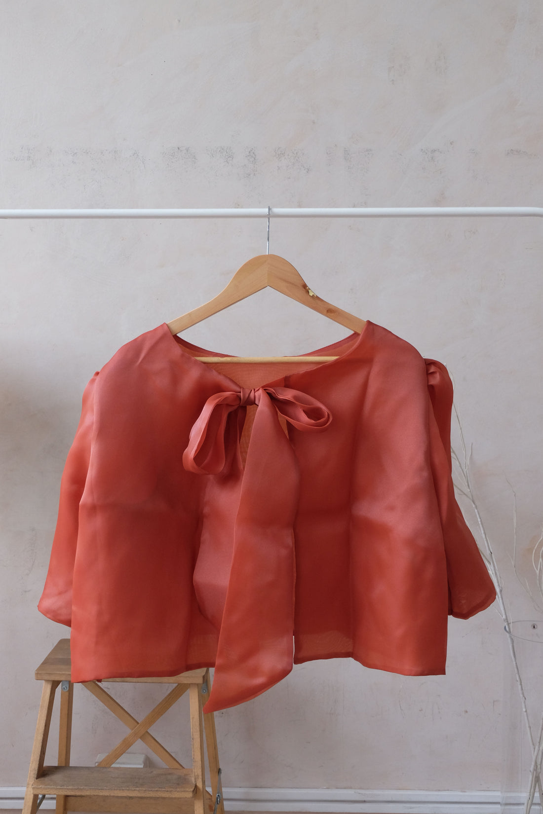 Sheer Filipiniana Camisa Blouse - Terracotta