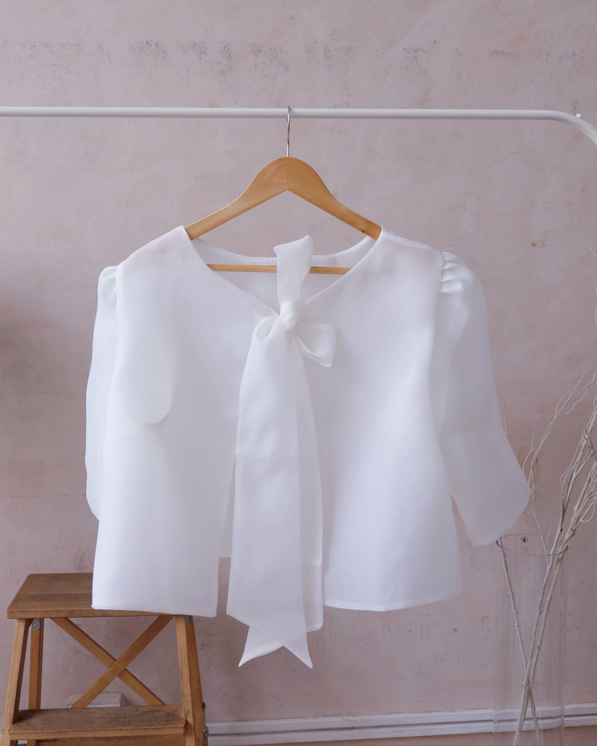 Organza Camisa – Semi-Sheer White