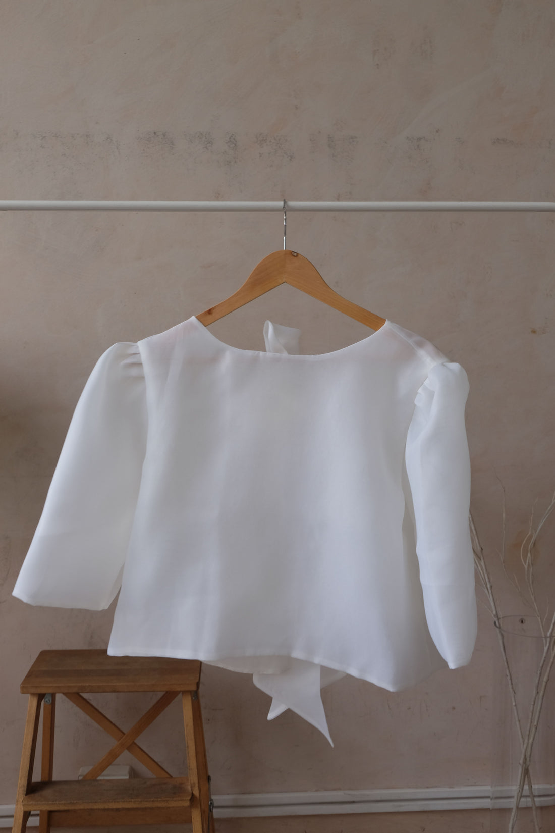 Sheer Filipiniana Camisa Blouse - Ivory White
