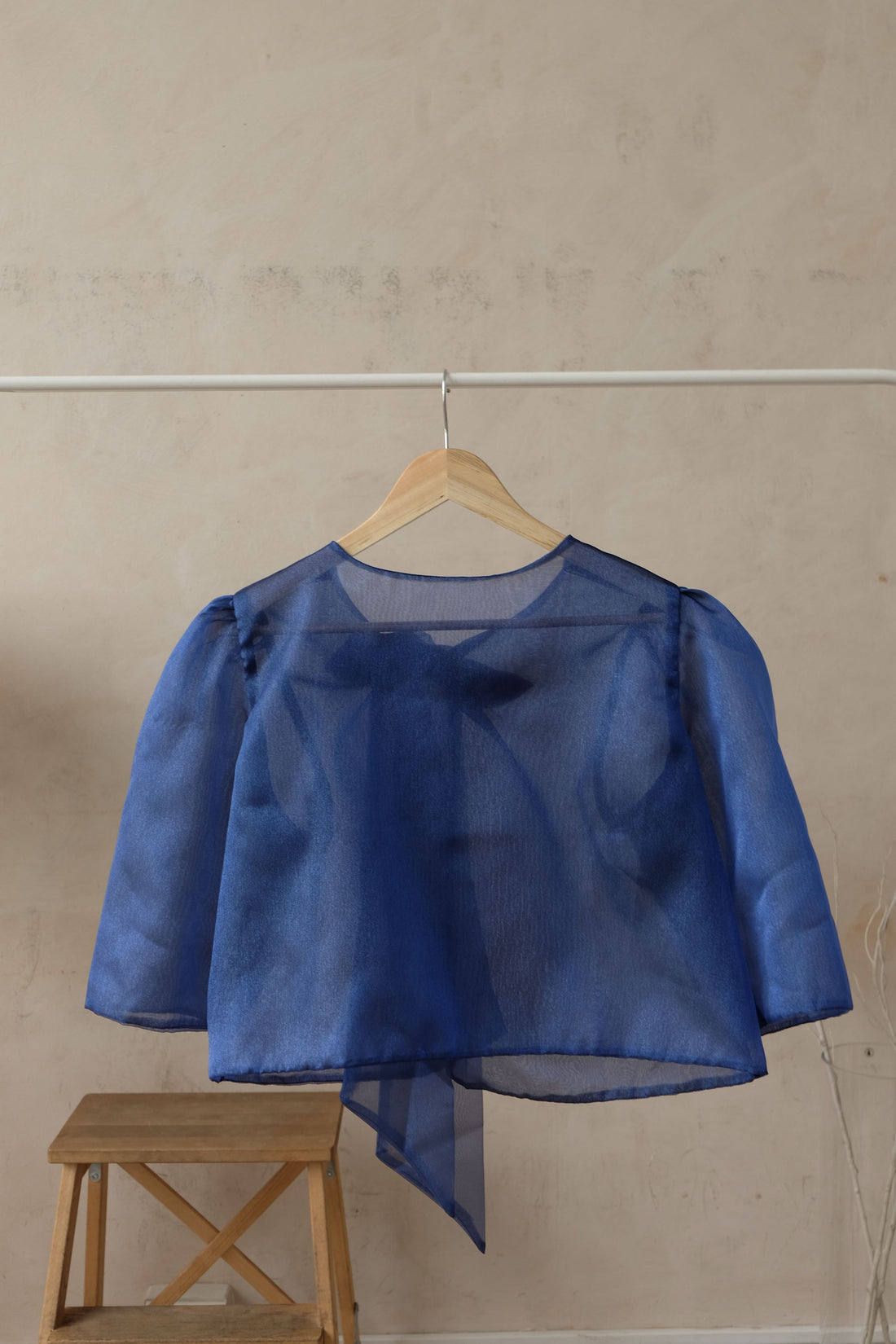 Sheer Filipiniana Camisa Blouse -  Navy Blue Shimmer