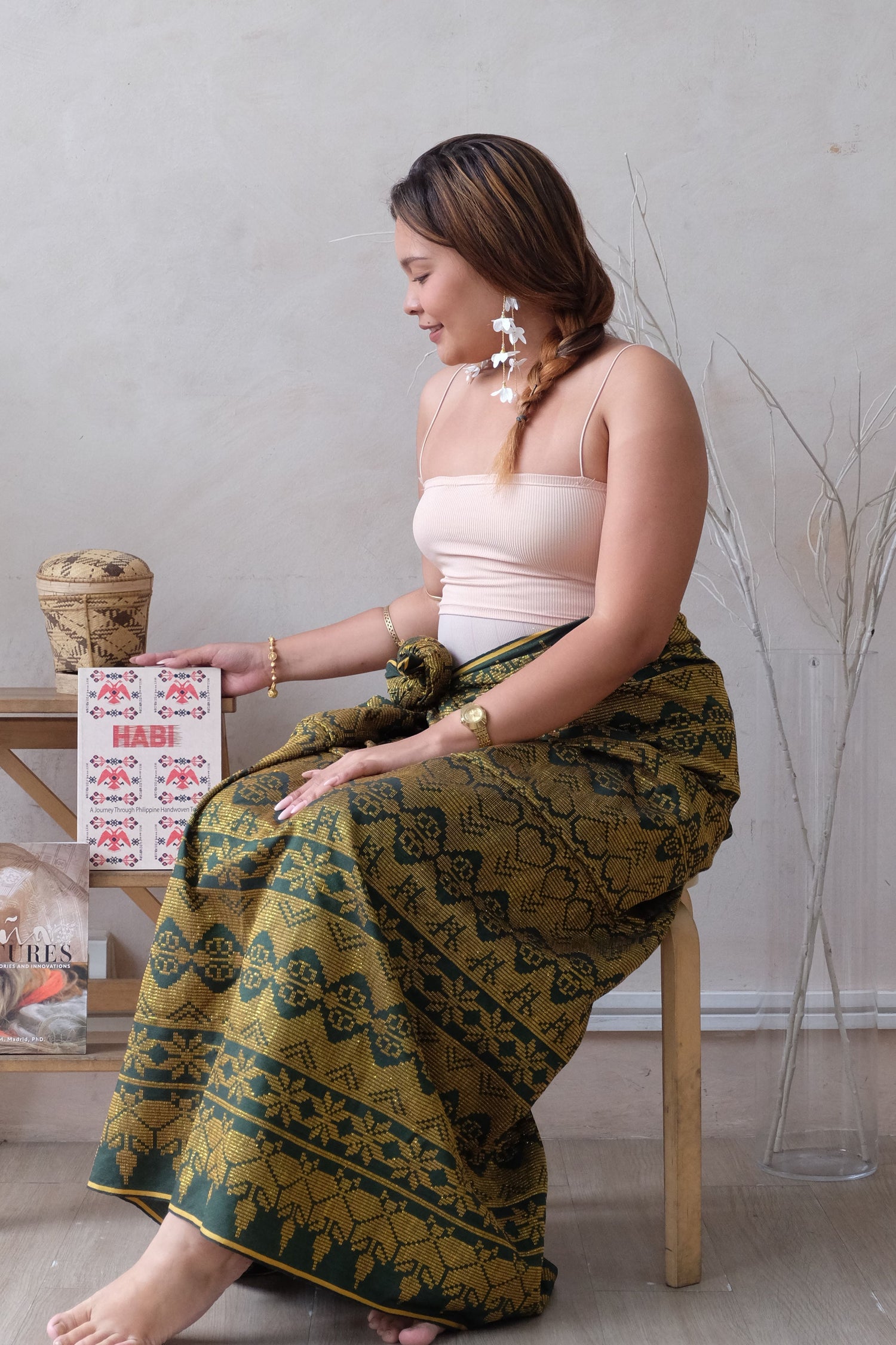 Handwoven Malong - Green and Gold