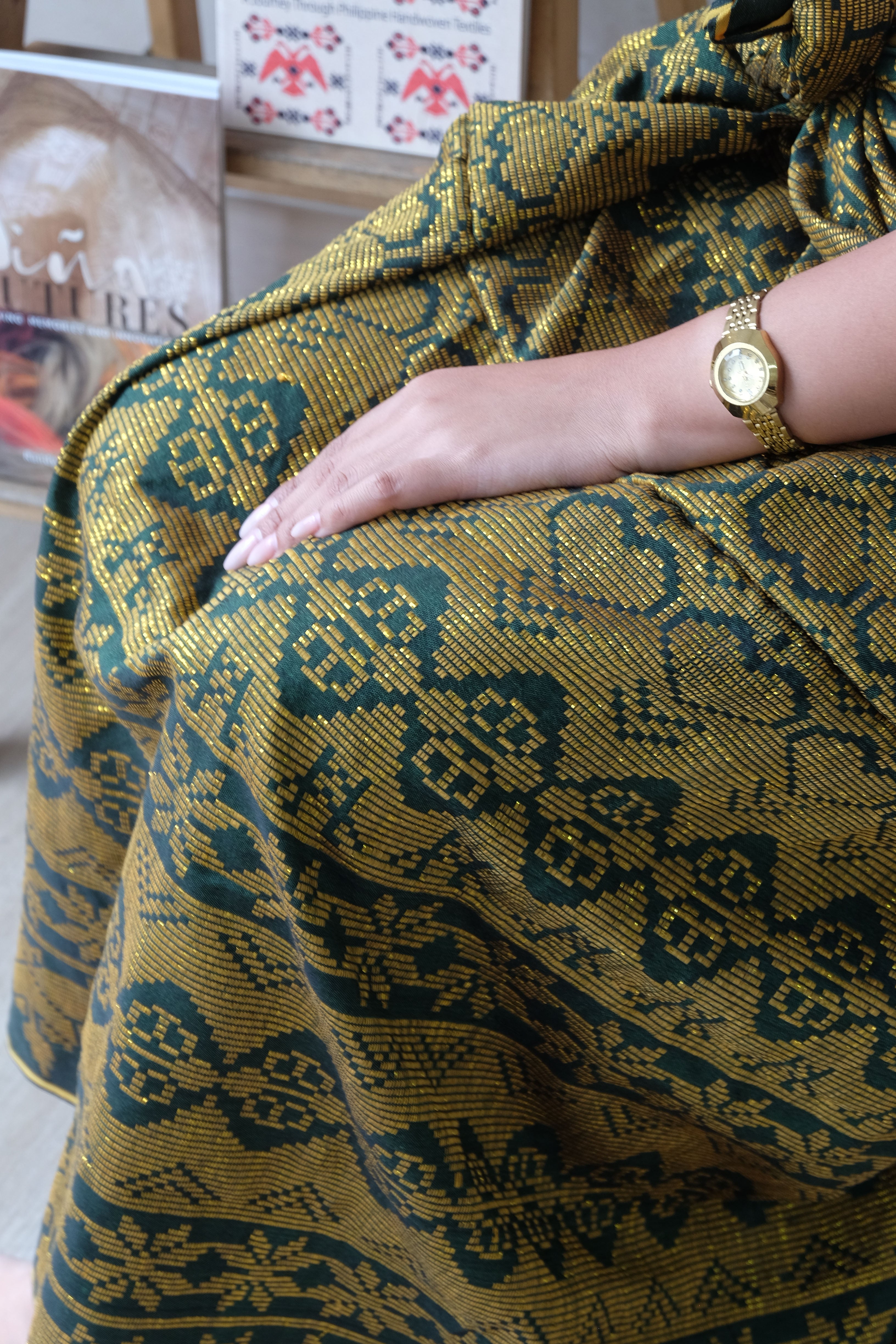 Handwoven Malong - Green and Gold