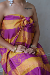 Modern Filipiniana-Handwoven Malong - Gold and Fuchsia - Narra Studio-available in NYC USA