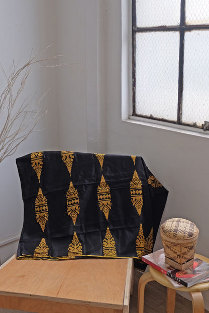 Modern Filipiniana-Handwoven Malong - Black and Gold - Narra Studio-available in NYC USA