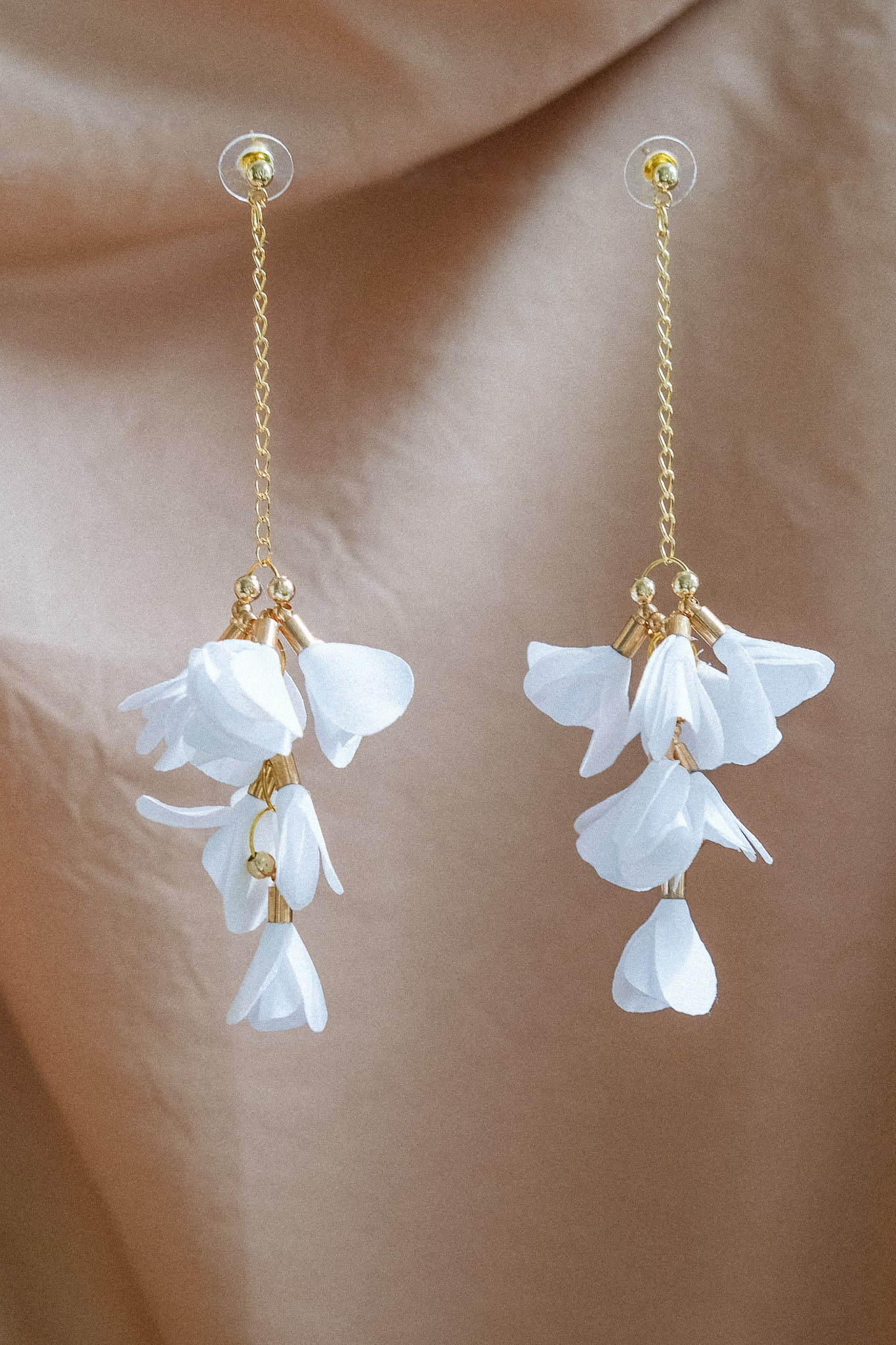 Bloom Drop in White Earrings