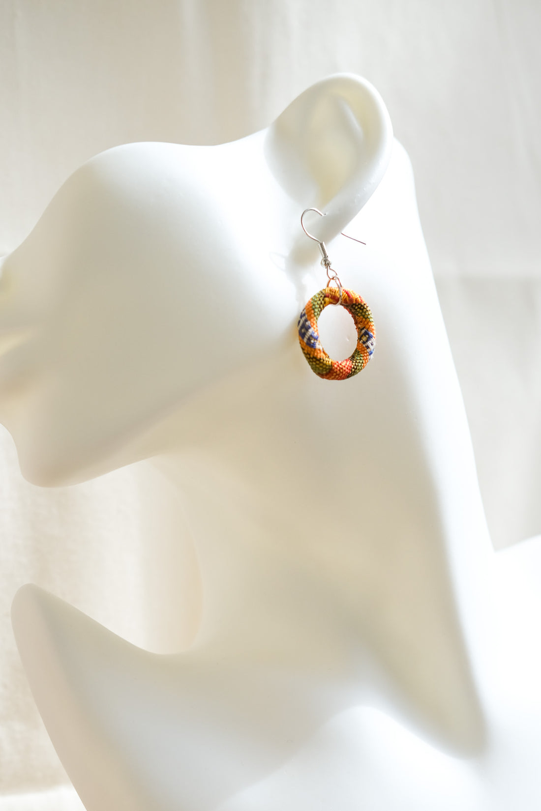 Handwoven Yakan Hoop Earrings - Small - Blues