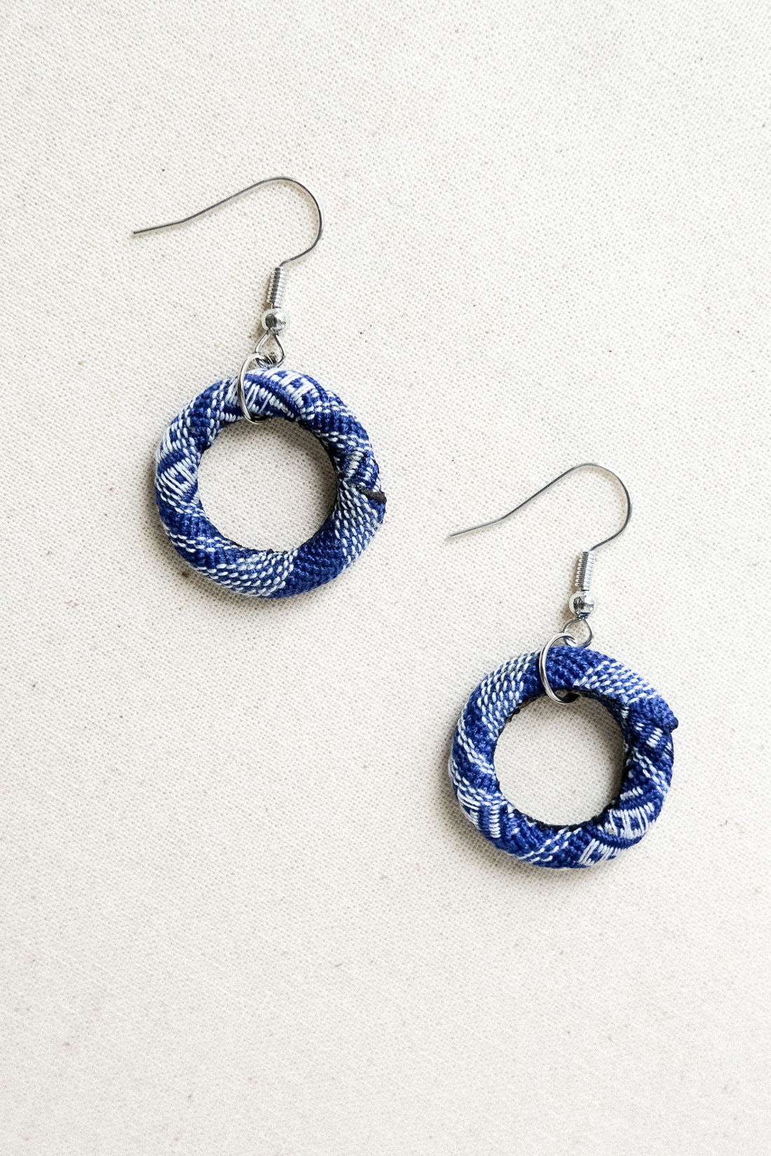Handwoven Yakan Hoop Earrings - Small - Blues