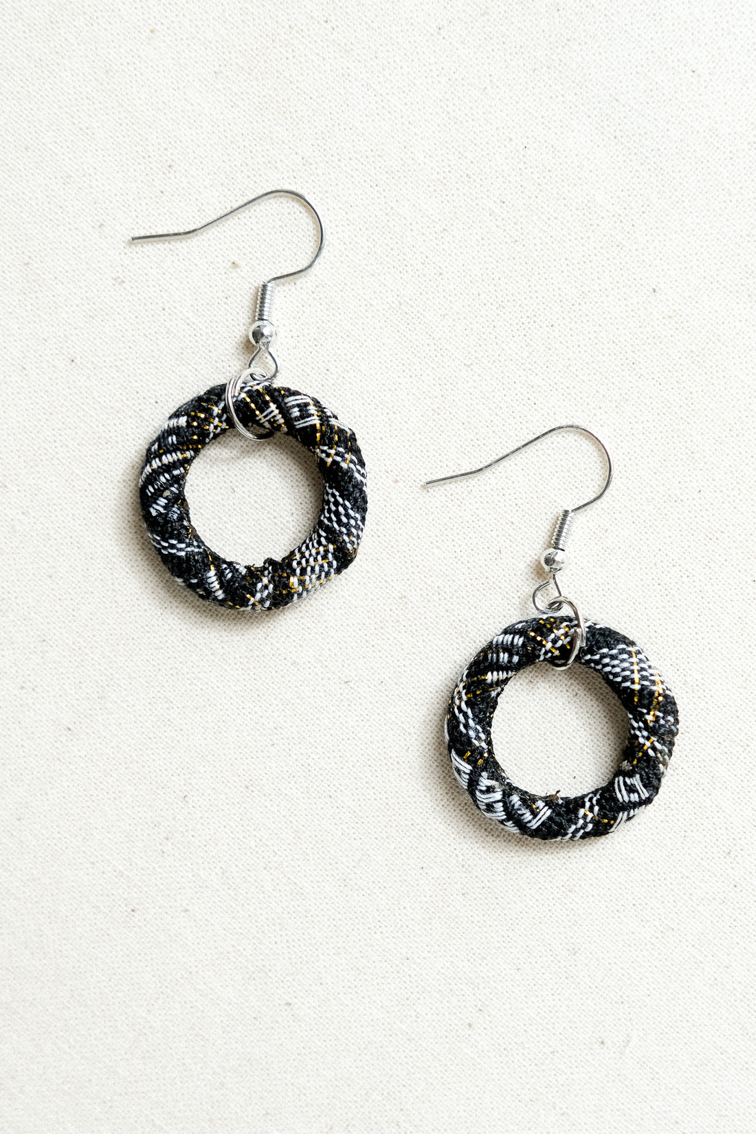 Handwoven Yakan Hoop Earrings - Small - Black