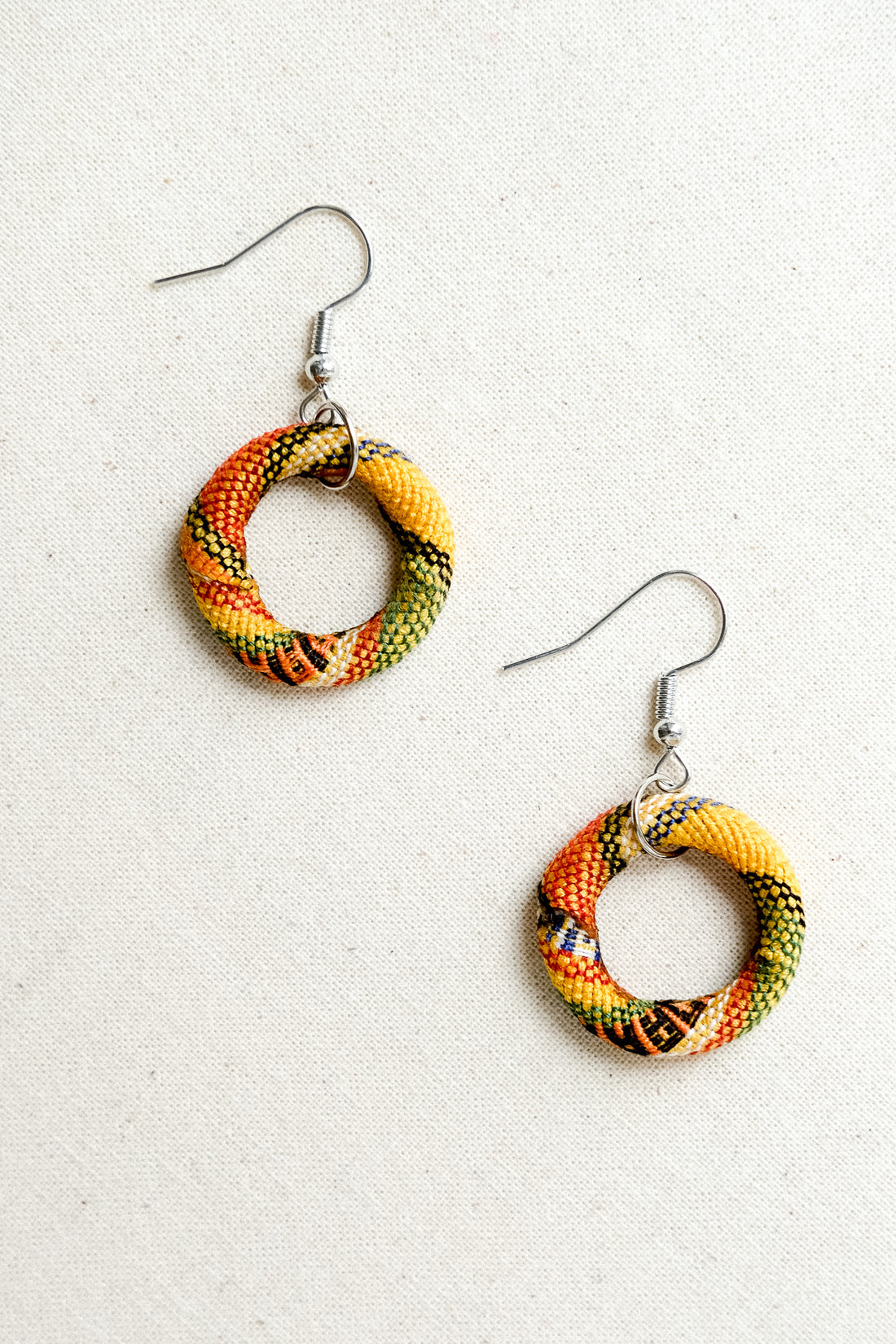 Handwoven Yakan Hoop Earrings - Small - Yellow