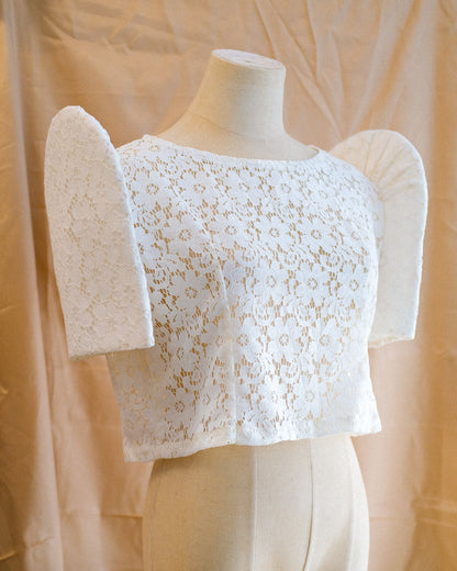 Ivory Floral Lace Filipiniana Blouse