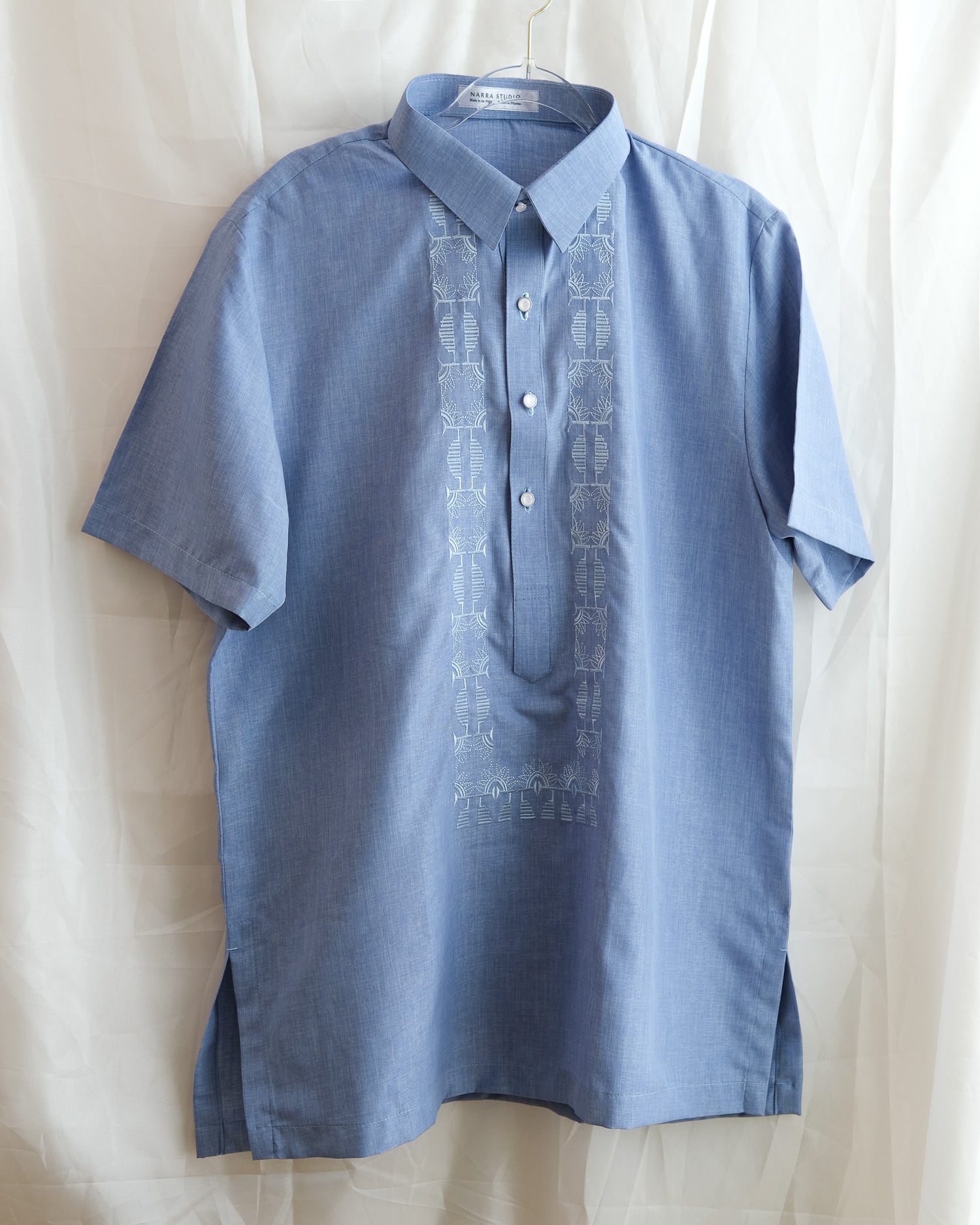 Casual Barong - Blue | Filipino jewelry | Narra Studio