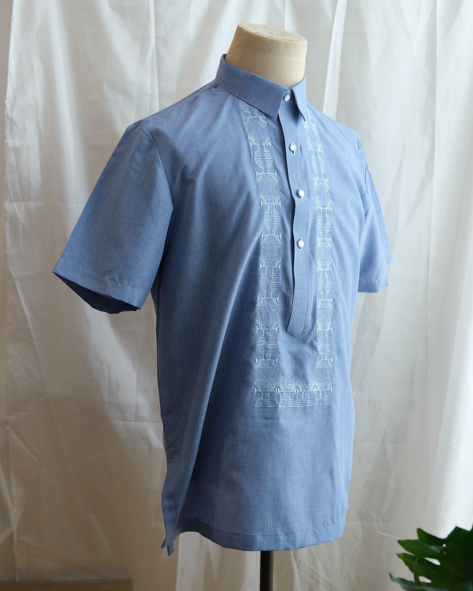 Casual Barong - Blue | Narra Studio