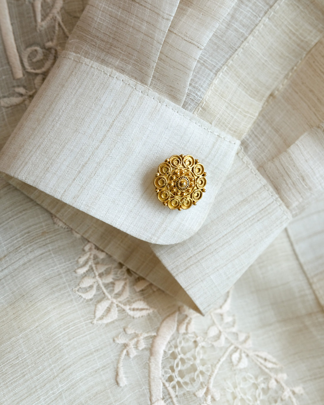 Brigido Filigree Cufflinks - Gold | Filipino cufflinks | Narra Studio