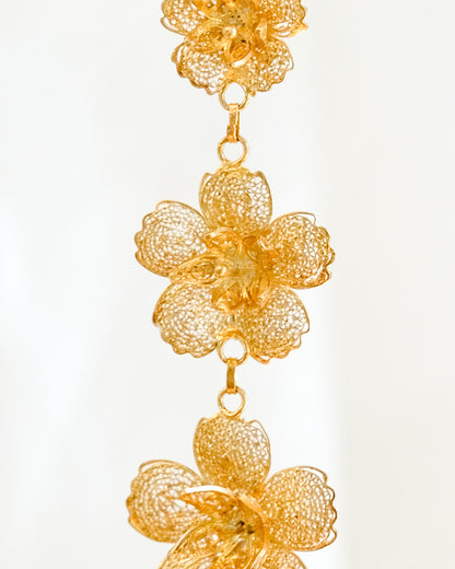 2-Way Gumamela Filigree Detachable Long Drop Earrings- Gold | Narra Studio
