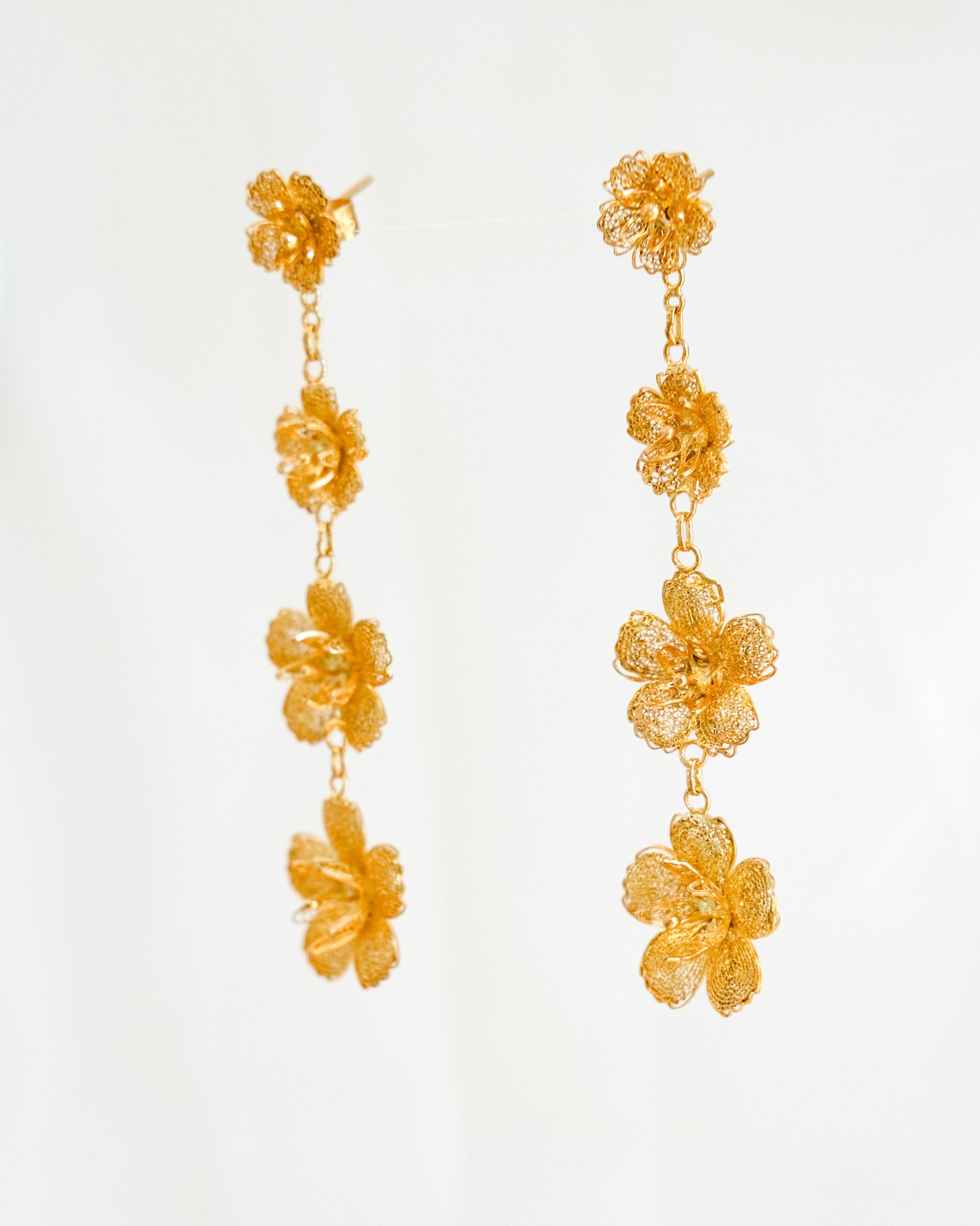 2-Way Gumamela Filigree Detachable Long Drop Earrings- Gold | Narra Studio