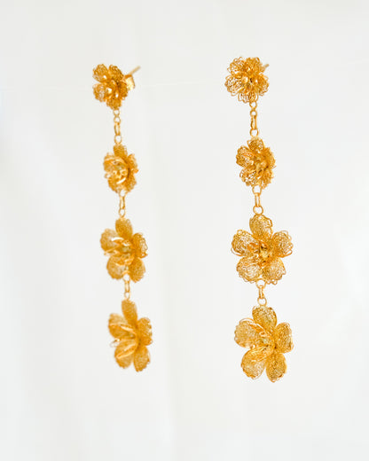 2-Way Gumamela Filigree Detachable Long Drop Earrings- Gold | Narra Studio