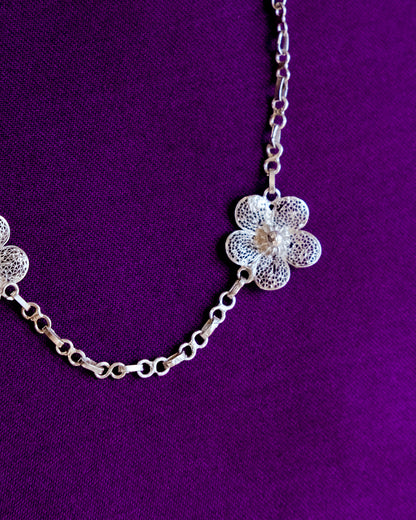 Sampaguita Filigree Charm Necklace  - Silver | Narra Studio