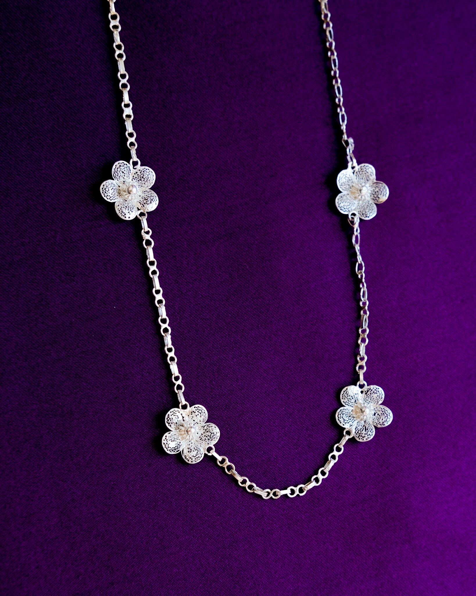 Sampaguita Filigree Charm Necklace  - Silver | Narra Studio