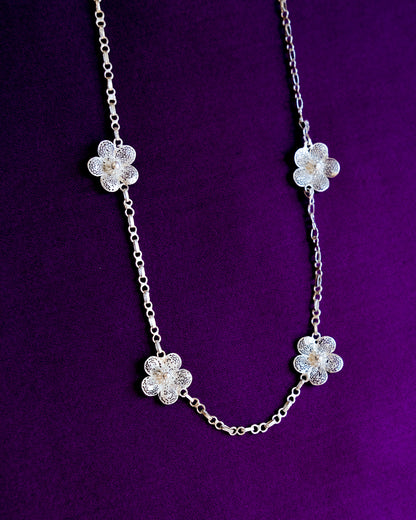Sampaguita Filigree Charm Necklace  - Silver | Narra Studio