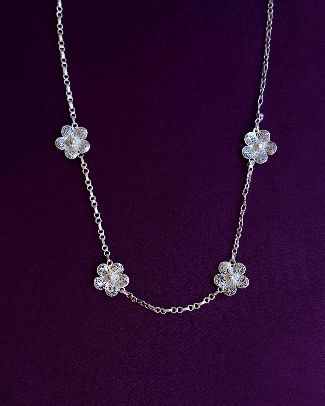 Sampaguita Filigree Charm Necklace  - Silver | Filipino necklace | Narra Studio