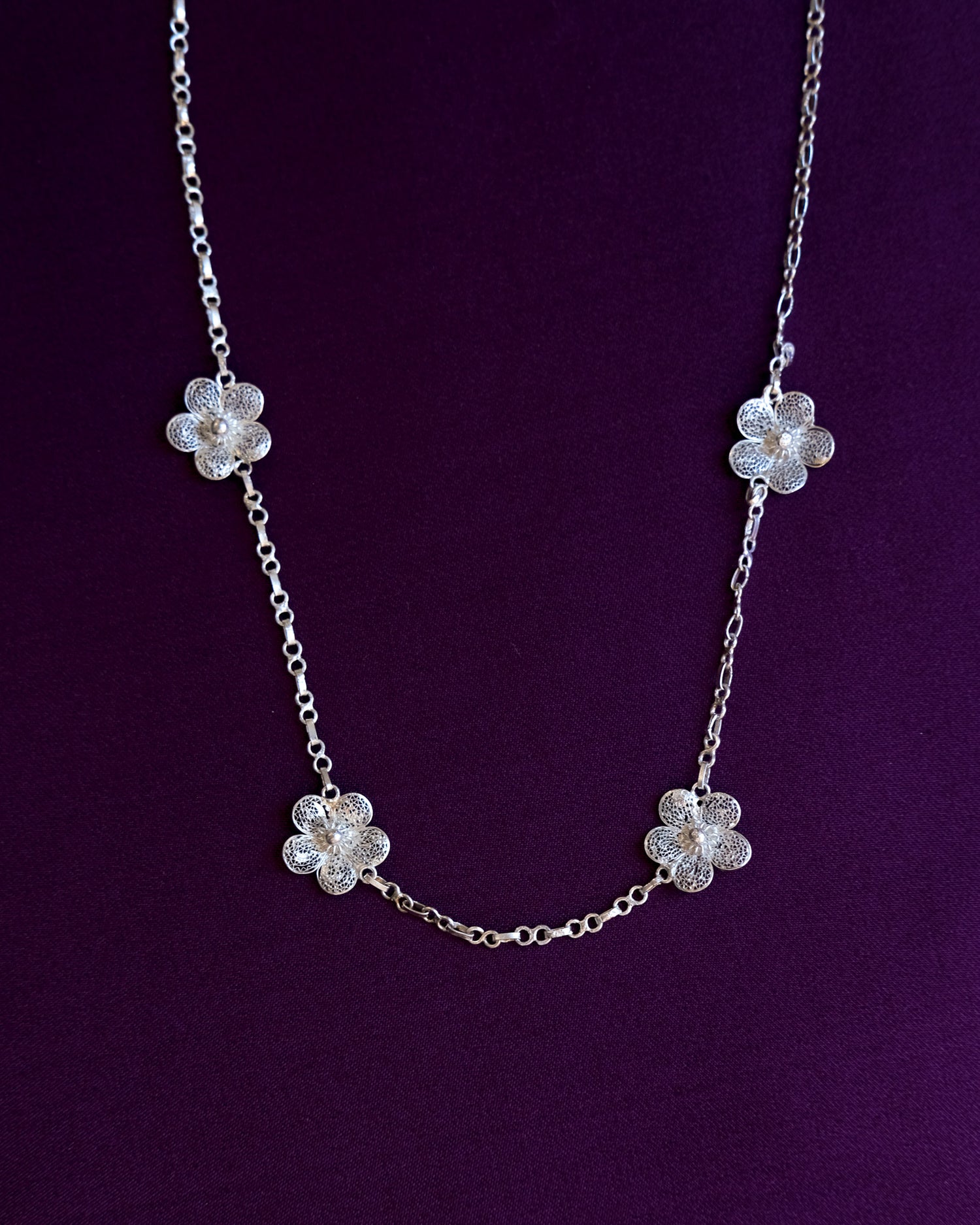 Sampaguita Filigree Charm Necklace  - Silver | Filipino necklace | Narra Studio