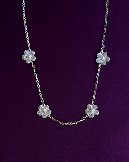 Sampaguita Filigree Charm Necklace  - Silver | Filipino necklace | Narra Studio