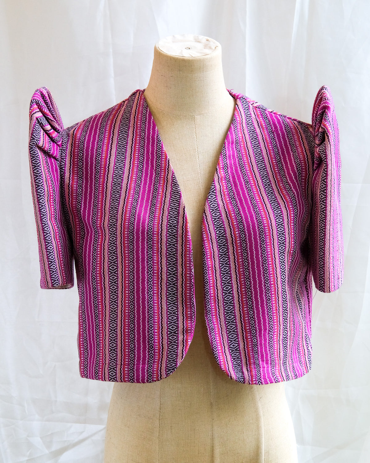 Handwoven Butterfly Sleeve Bolero - Lilaktob - Fuchsia