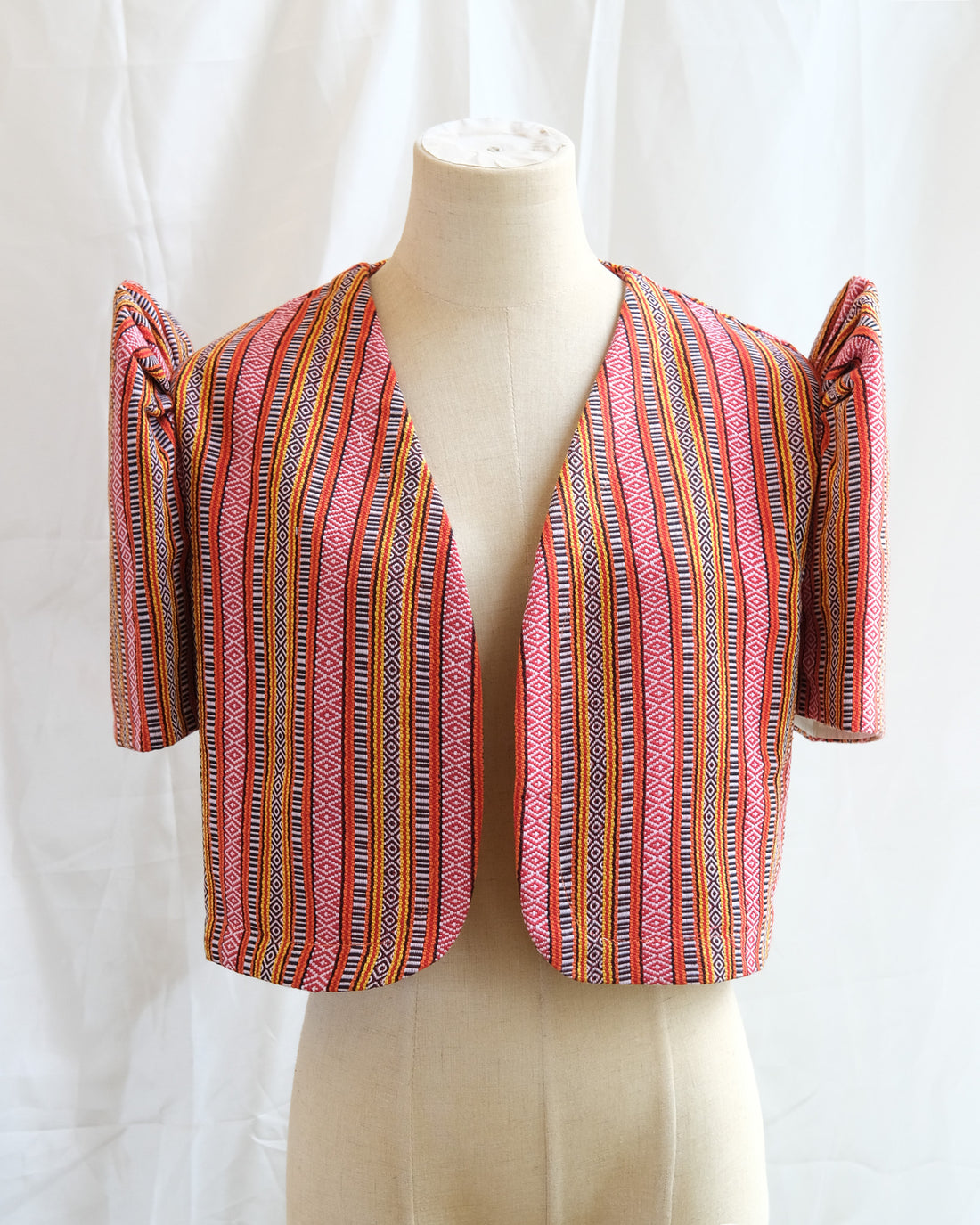 Handwoven Butterfly Sleeve Bolero - Lilaktob - Red