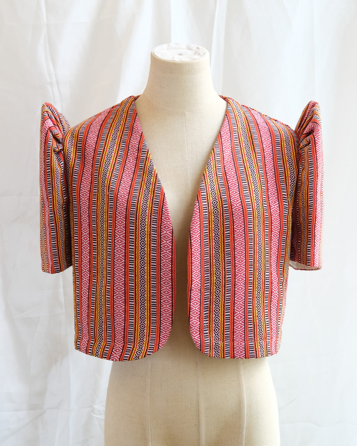 Handwoven Butterfly Sleeve Bolero - Lilaktob - Red