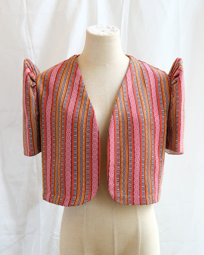 Handwoven Butterfly Sleeve Bolero - Lilaktob - Red