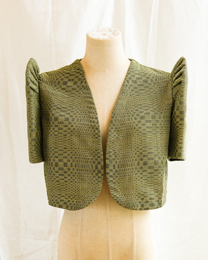 Handwoven Butterfly Sleeve Bolero - Binakol - Golden Olive