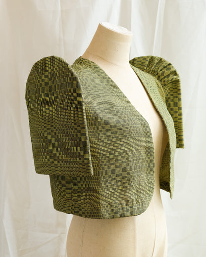 Handwoven Butterfly Sleeve Bolero - Binakol - Golden Olive