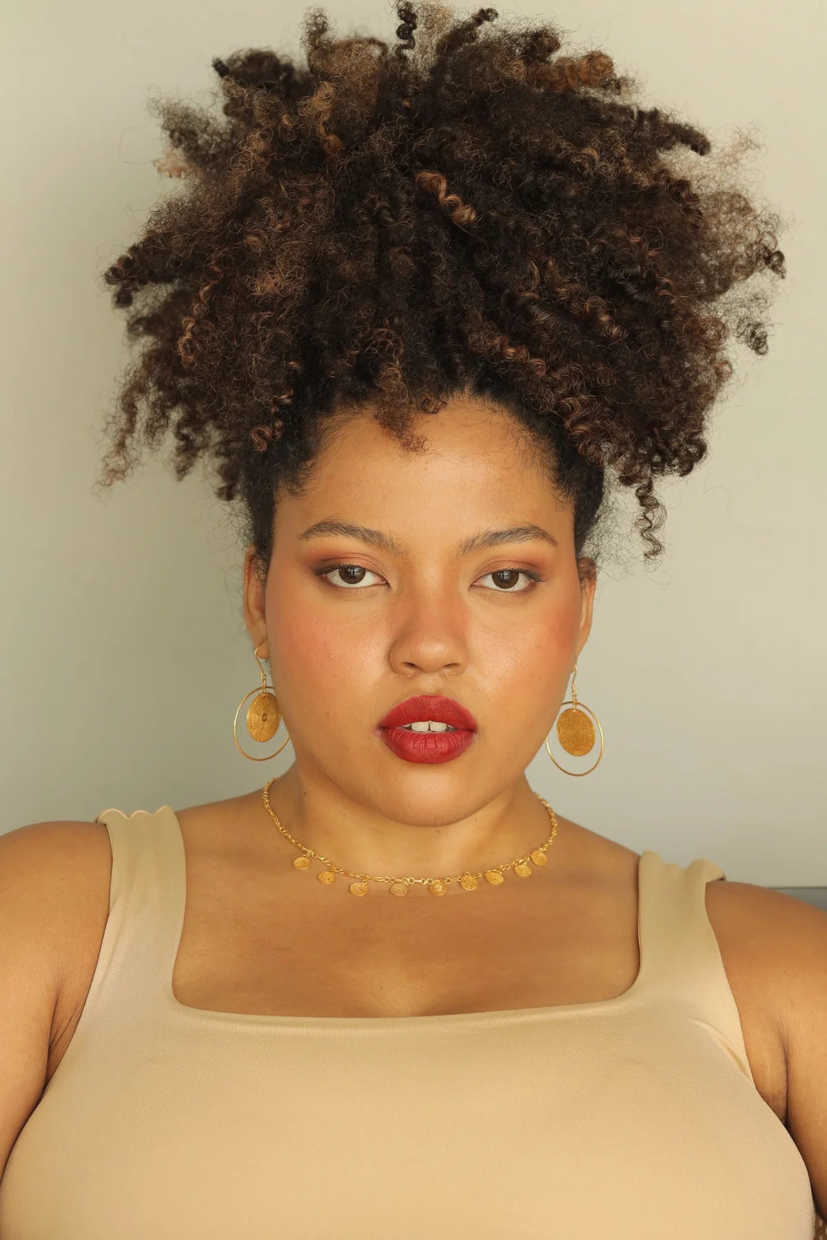 Modern Filipiniana-Dionne Filigree Disc Hoop Dangle - Gold - Narra Studio-available in NYC USA