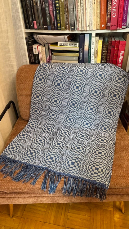 Kusikos Inabel Throw Blanket — Blue &amp; White