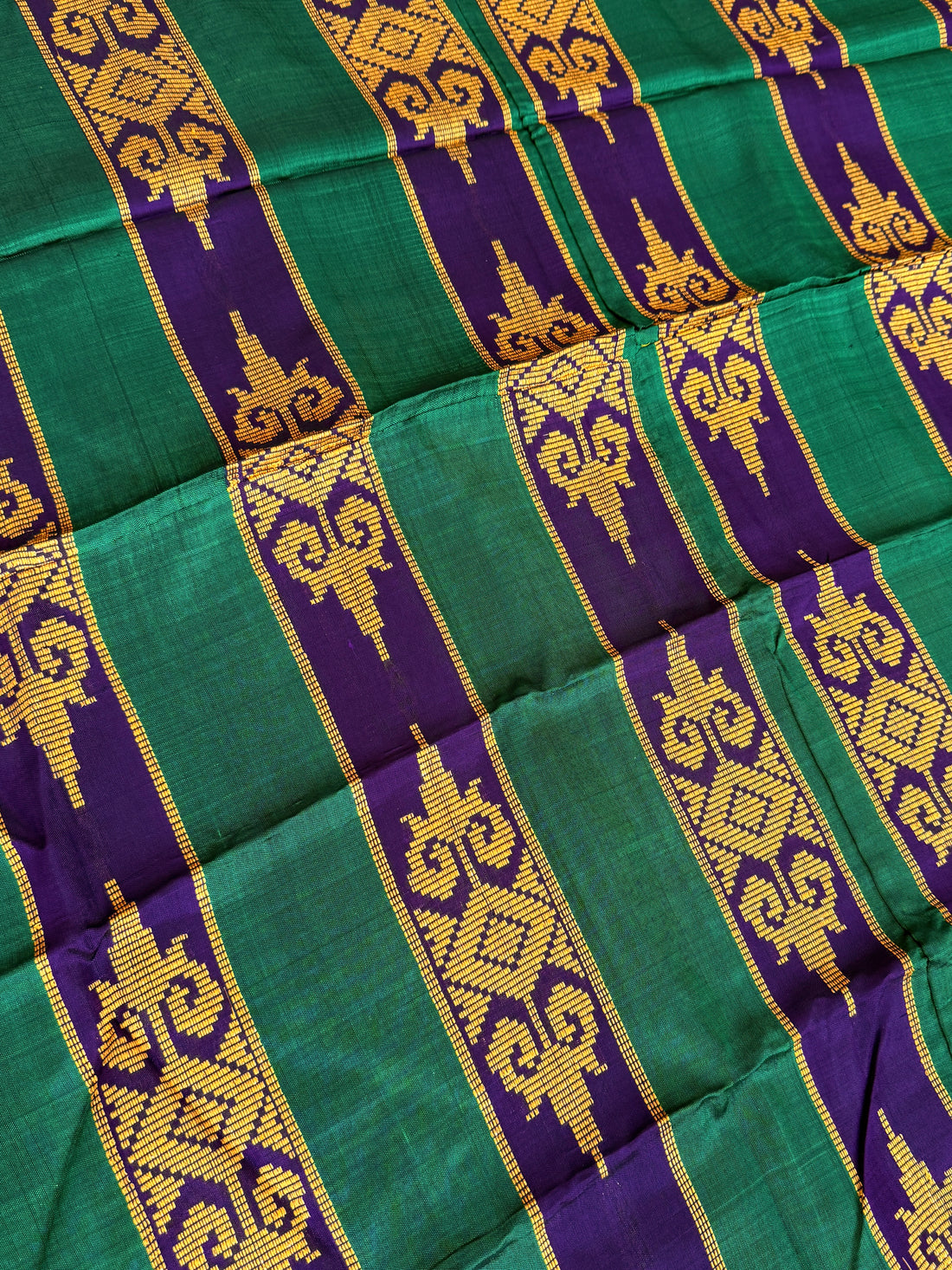Handwoven Malong - Emerald Green and Purple Stripe