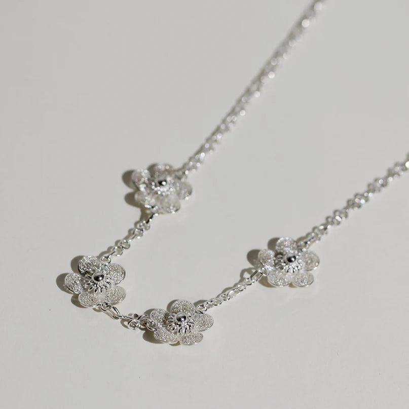 Sampaguita Filigree Charm Necklace  - Silver | Narra Studio