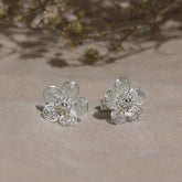 Sampaguita Filigree Stud Earrings - Silver | Filipino earrings | Narra Studio