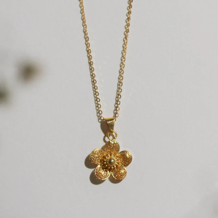 Modern Filipiniana-Sampaguita Minimalist Pendant Necklace - Gold - Narra Studio-available in NYC USA