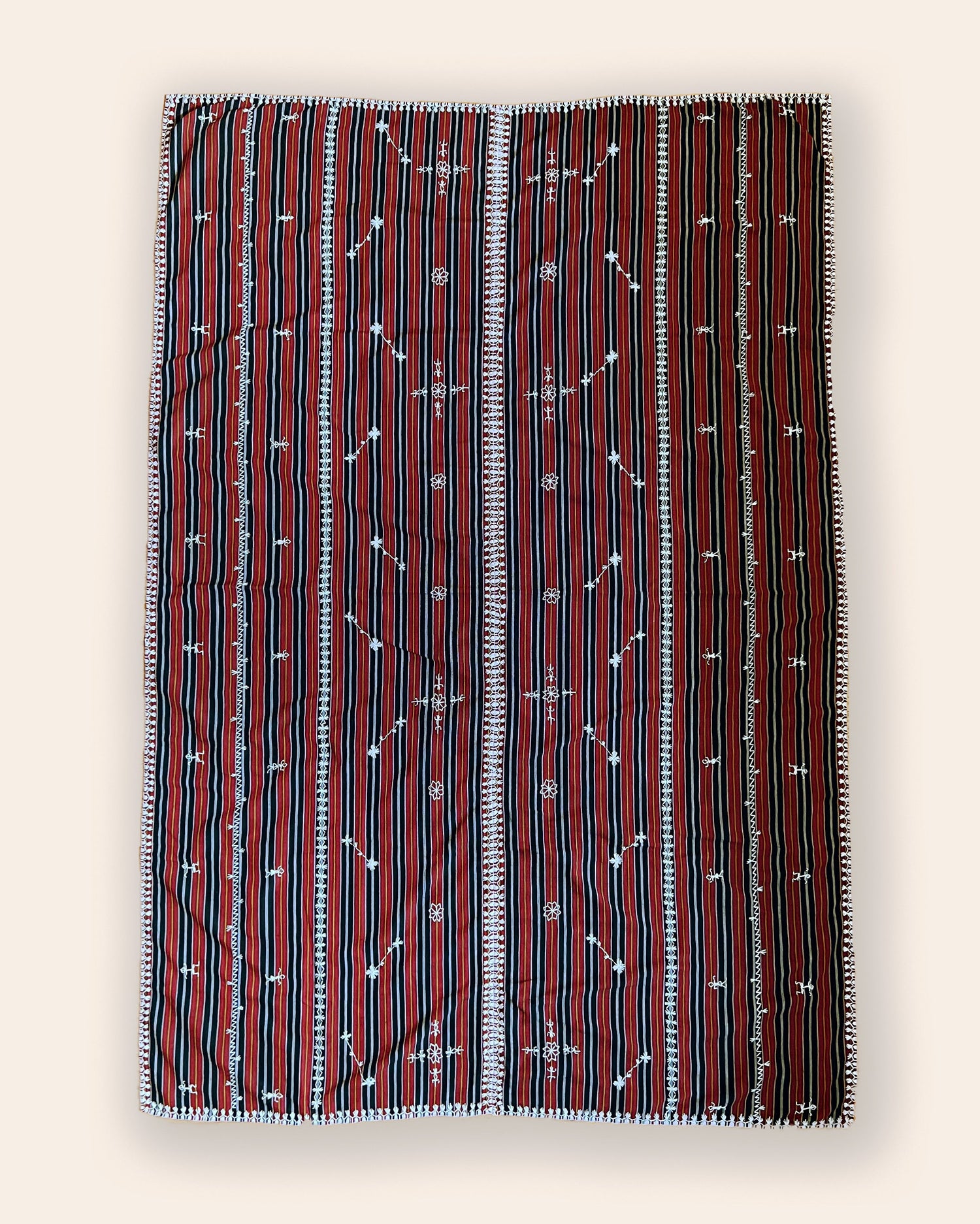 Embroidered Dark Red Tapis Wrap/Blanket Wrap