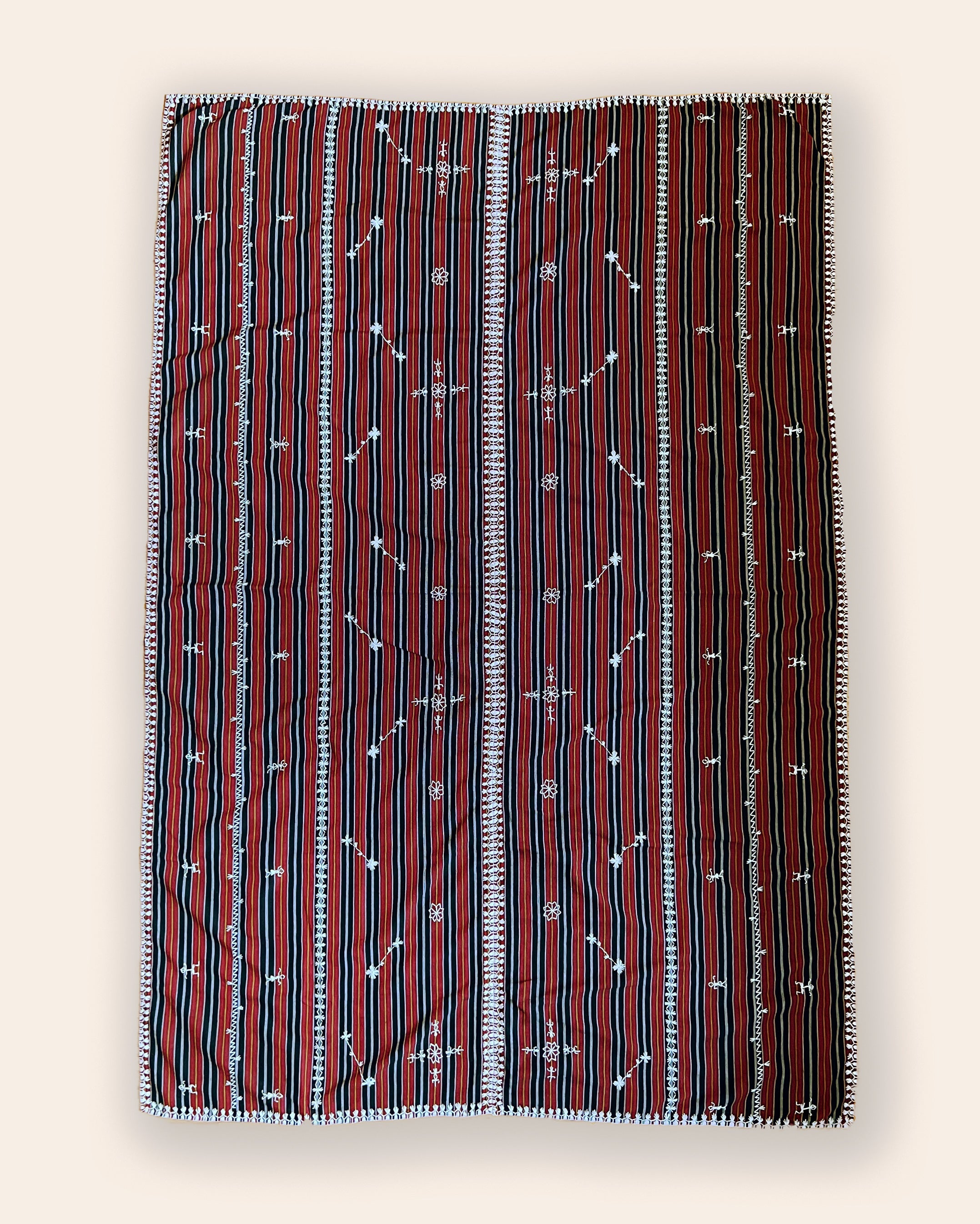 Embroidered Dark Red Tapis Wrap/Blanket Wrap