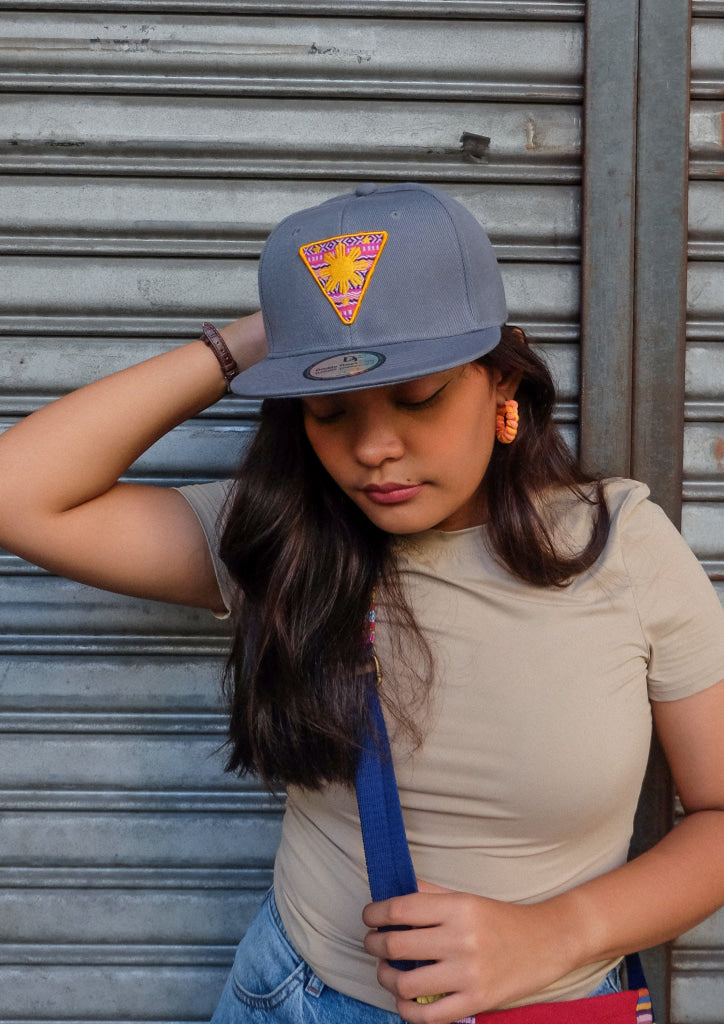 Ash Gray Philippine Sun Snapback With Handwoven Patch Hats