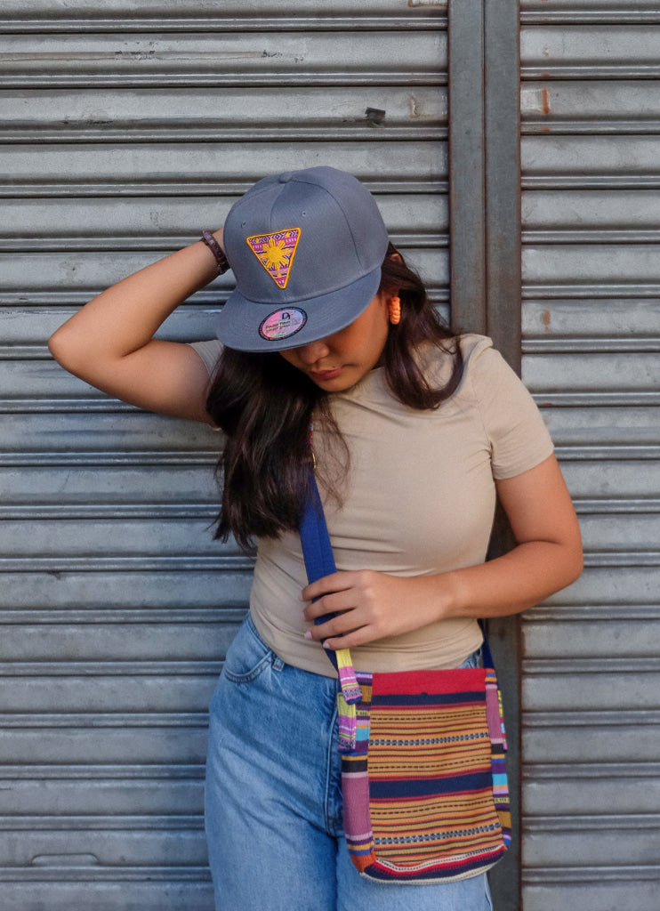 Ash Gray Philippine Sun Snapback With Handwoven Patch Hats