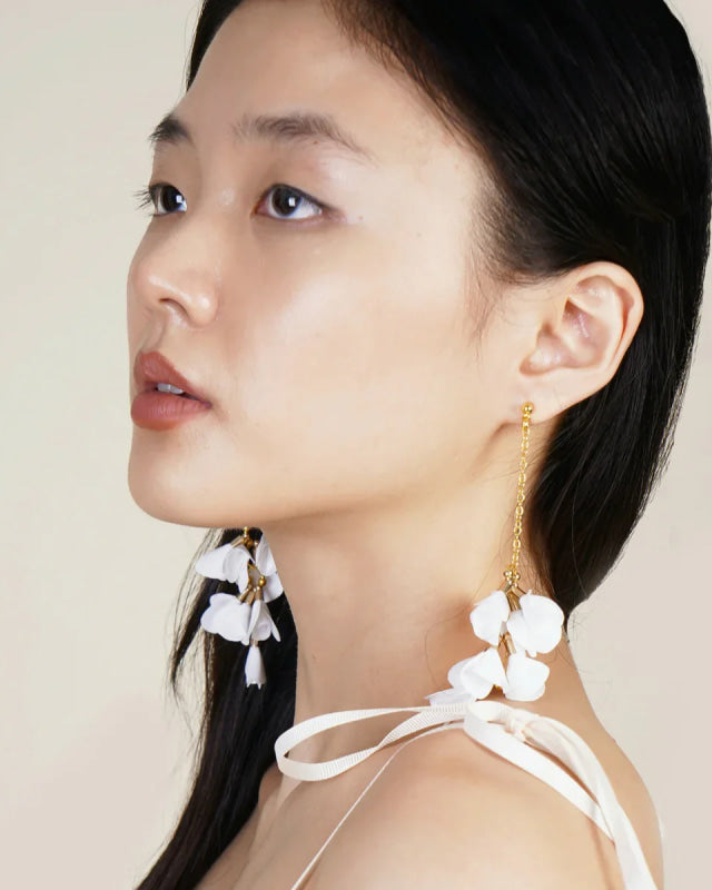 Bloom Drop in White Earrings women’s earrings