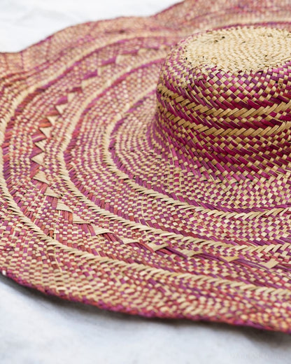 Handwoven Beach Hat - Currant Red