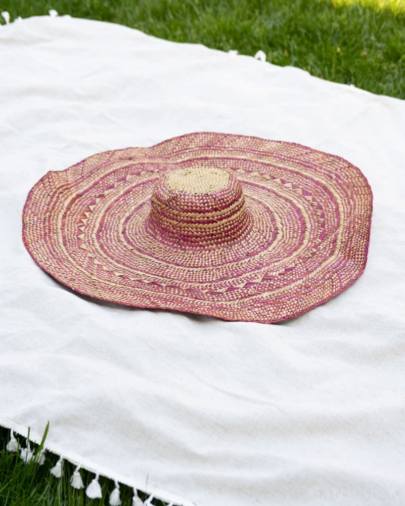 Handwoven Beach Hat - Currant Red