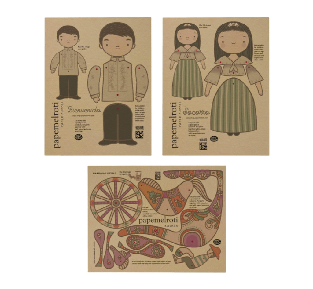 Filipiniana Kids Paper Puppets - Set Of 3 Puppet