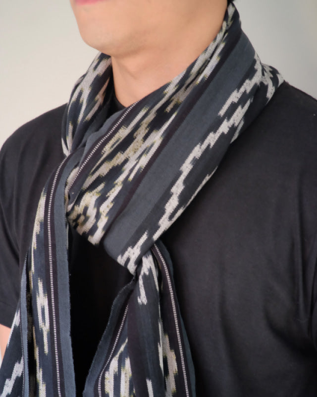 Handloomed Ifugao Binodbodan Scarf - Black And White Striped Unisex Scarf