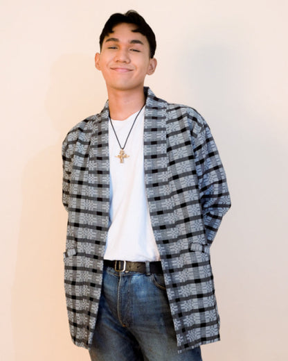 Handwoven Binakol Jacket - Black Grid Unisex Jacket