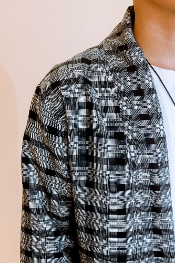 Handwoven Binakol Jacket - Black Grid Unisex Jacket